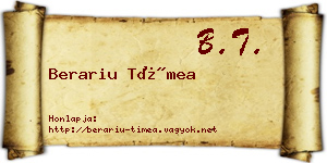 Berariu Tímea névjegykártya